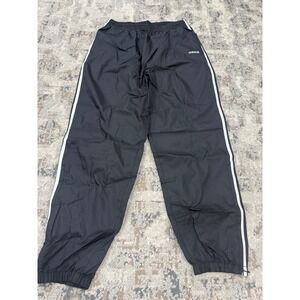 Adidas Vintage Black White Striped Windbreaker Track Pants Mens XXL Zipper Cuff